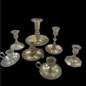 Elegant brass and pewter Candle Holders Set